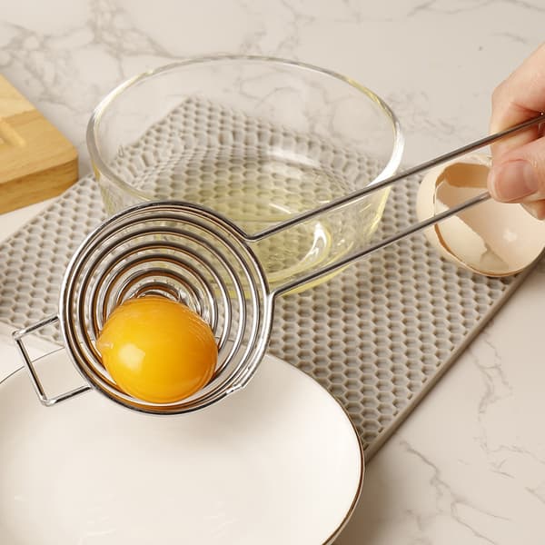 Eggehviteutskiller i rustfritt stål, kjøkkenbakesil og sikteredskap for egg, mel og sauser