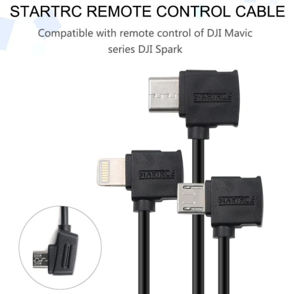 USB-C til Micro-USB-kabel for DJI Mavic - 15 cm Black Svart