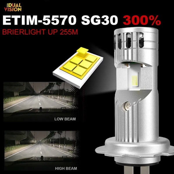 -H7 Led Canbus med Kjølevifte Frontlykter 6000K 80W 20000LM Pære CSP Lamper Mini Led for Biler H7