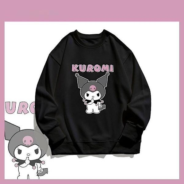 Kawaii Sanrioed Kuromi Sweatshirt Pojkar Flickor Långärmad Vår Höst Rundhalsad Toppar Kläder Barn Pullover Barnkläder svart plysch black plush 150(36-43kg)