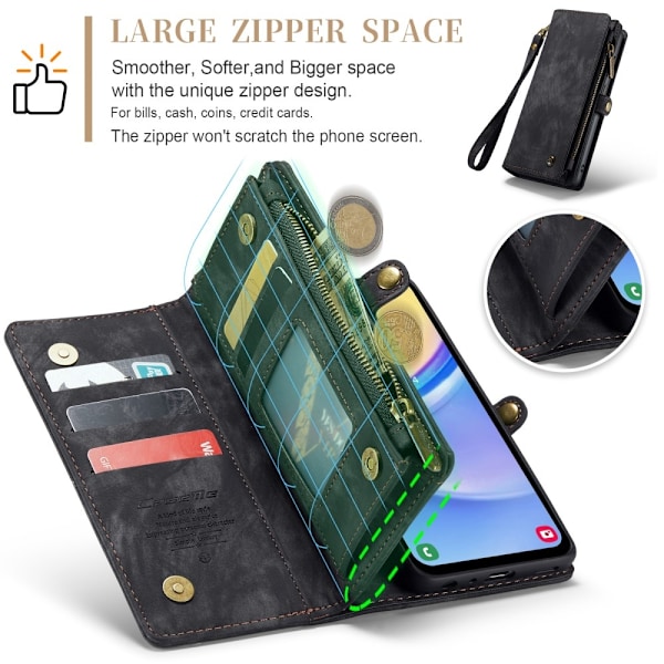 CaseMe Samsung A16 008 BIg Wallet 2-i-1 Magnet Plånboksfodral - Svart Black Svart