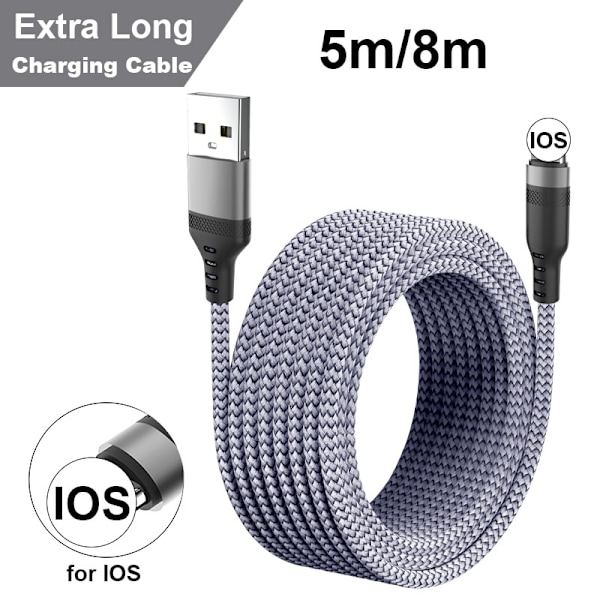 Ekstra lang 5M iPhone-kabel