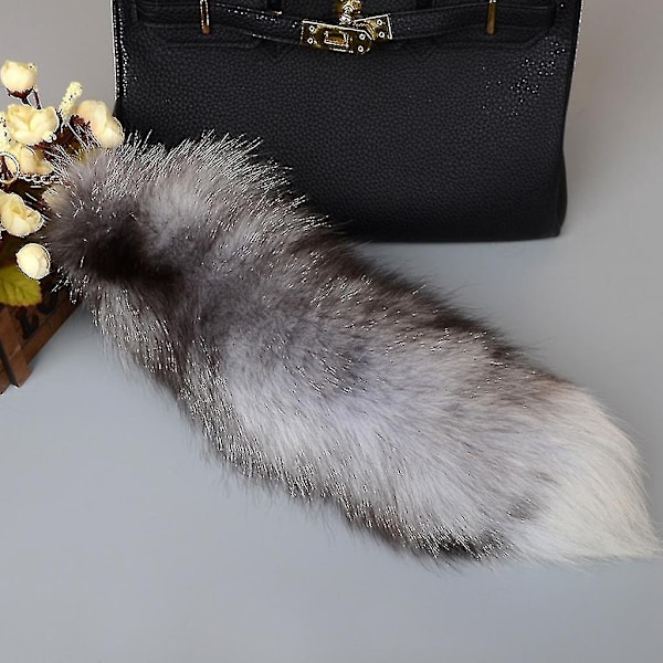 Plysch Rävsvans Nyckelring Furry Djursvans Nyckelring 40cm Djursvans - Perfekt【mo】