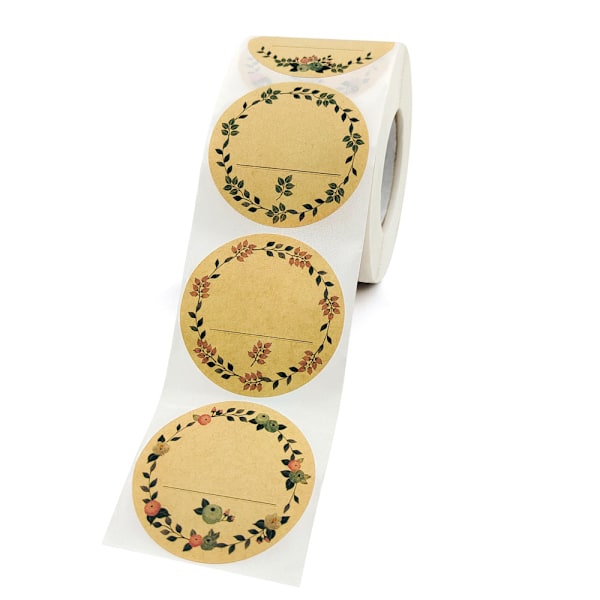 500 stk Kraftpapirklistremerker, Selvklebende etiketter 5 cm, Syltetøy J
