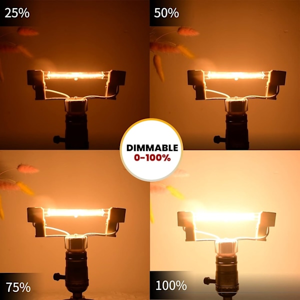 100W 118mm R7s himmennettävä halogeenilamppu lämmin valkoinen 2800K (5 kpl) - Perfet