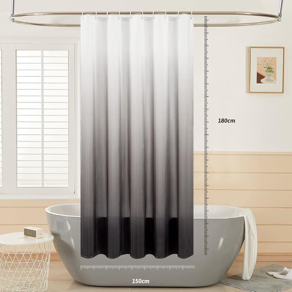 Vandtæt polyester tekstil badeforhæng med 10 ringe badeforhæng 150x180cm