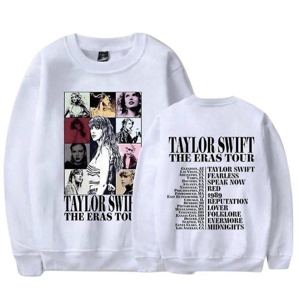 2024 Taylor Swift The Eras Tour Sweatshirt Print Langærmet Crewneck Casual Løs Pullover Toppe Fans Gave Til Mænd Kvinder Voksen Unisex Hvid White 3XL