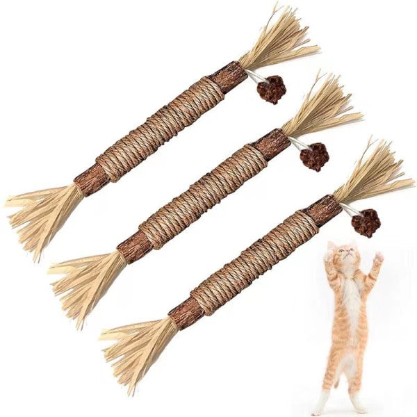 1/2/5 stk Naturlige Pet Cat Snacks Sticks Rengøring Tand Katteurt Kattelegetøj 2PCS