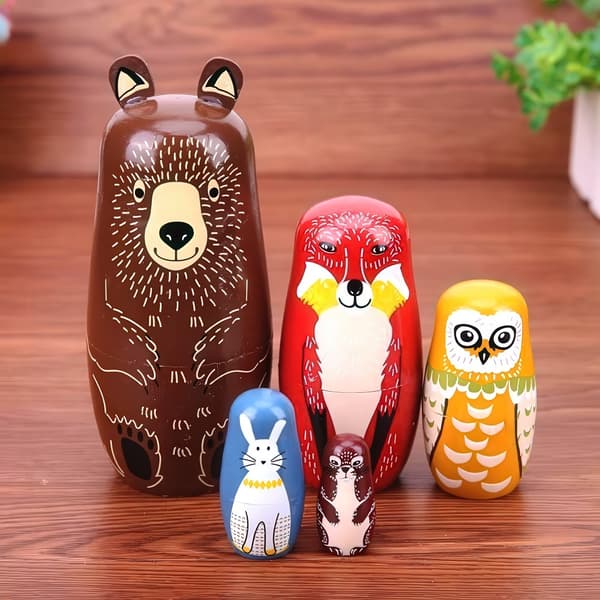 Russiske dukker / Matryoshka - Babushka-dukke - Dyr multifärg multicolor