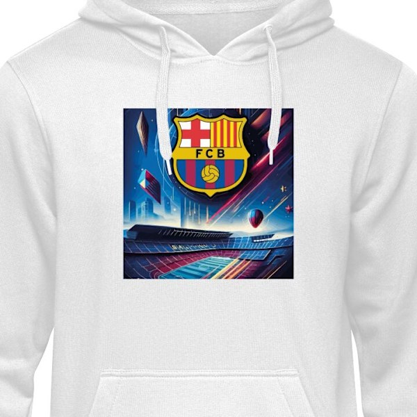 Barn-Hoodie | Mjuk Huvtröja för Barn FC Barcelona vit white 12-13 År