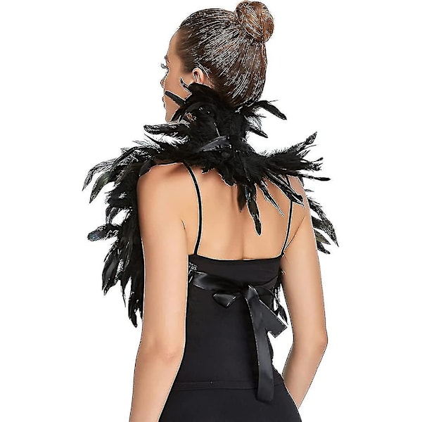 Kvinders gotiske sorte hanefjer Bolero Wrap Kostume