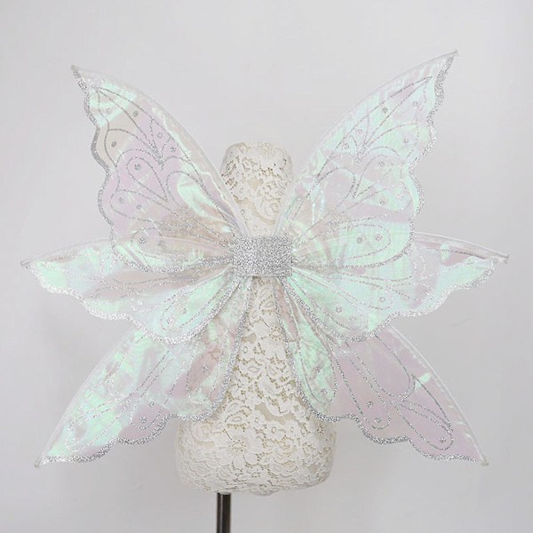 Nye Sommerfuglvinger for Voksne Utkledning Glitterende Gjennomsiktige Vinger Sommerfugl Halloween Eventyrkostyme Engelvinger for Kvinner Jenter - Snngv