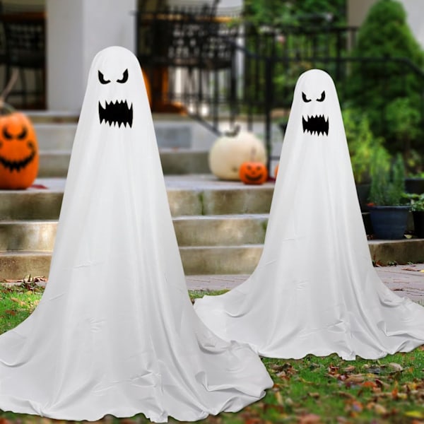 Udendørs Spøgelsesdekorationer, Spøgelsesdekorationer Udendørs - Store Halloween Havedekorationer Spøgelse, Hvidt Stof Spøgelse Veranda Prydnad til Hjemmet med LED E
