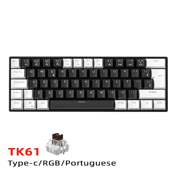 Membran Gaming Tangentbord 61 Tangenter RGB Bakgrundsbelysning Ergonomisk USB-gränssnitt Dator Tangentbord för Windows System Kontor Hem Vit Svart