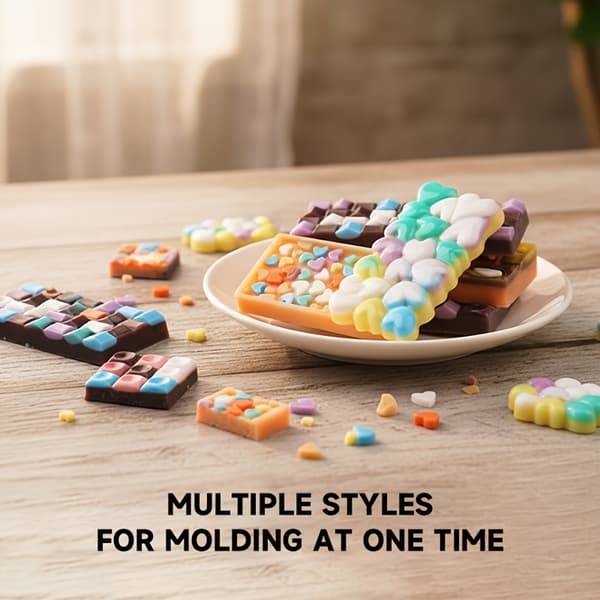 Chokoladeforme, 12 mønstre af mini silikone chokoladebarforme, 12 formhulrum 2pcs