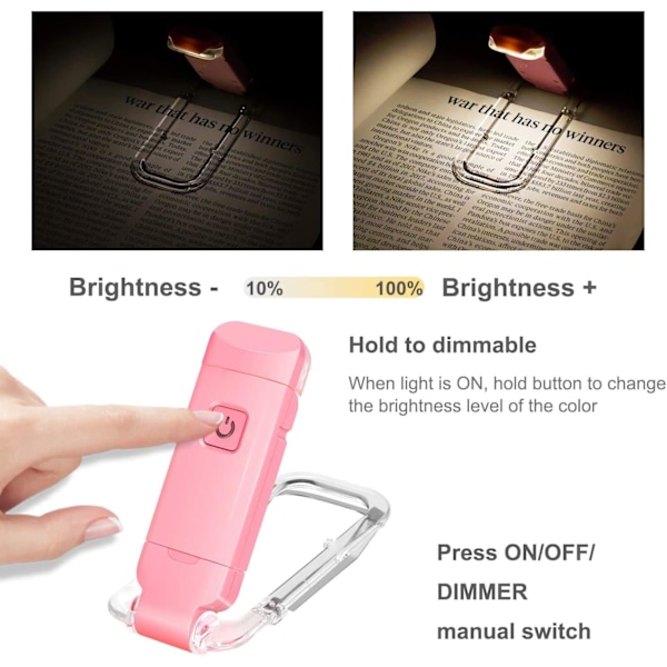 Boglæselampe USB Genopladelig Læselampe 3 Lysstyrkeniveauer