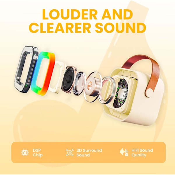 Karaokemikrofoni lapsille ja aikuisille, kannettava Bluetooth Mini Karaoke Mikrofoni Laululaite 2 mikrofonilla ja valolla, lelut White