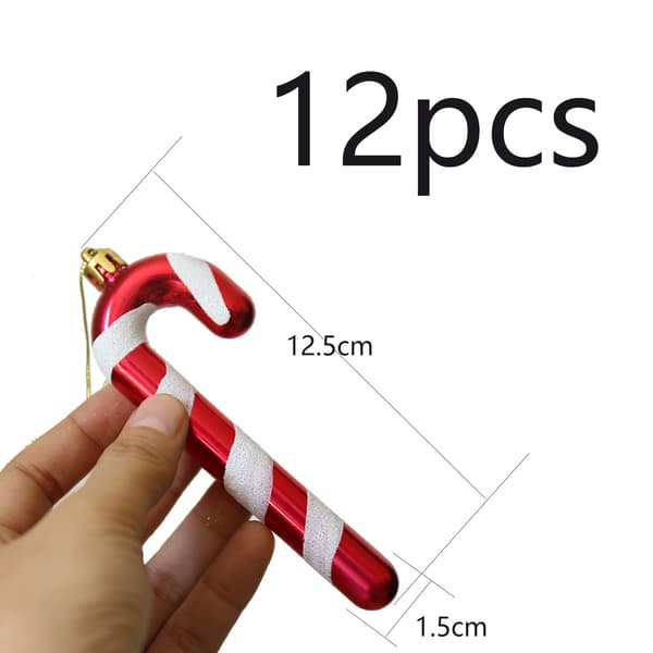 12 stk Glitrende Julekæppe Juletræspynt Fastgørbare Pynt Candy Cane Hængende 13cm