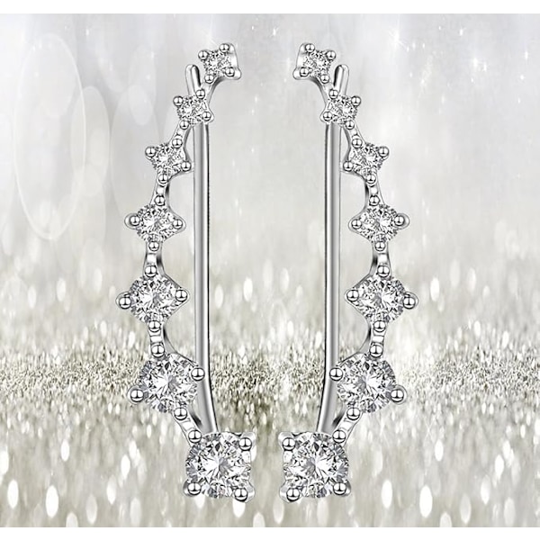 Kristallikorvakorut Mansetti Clipper Claw Climber S925 Sterling Hopea Hypoallergeeniset Korvakorut