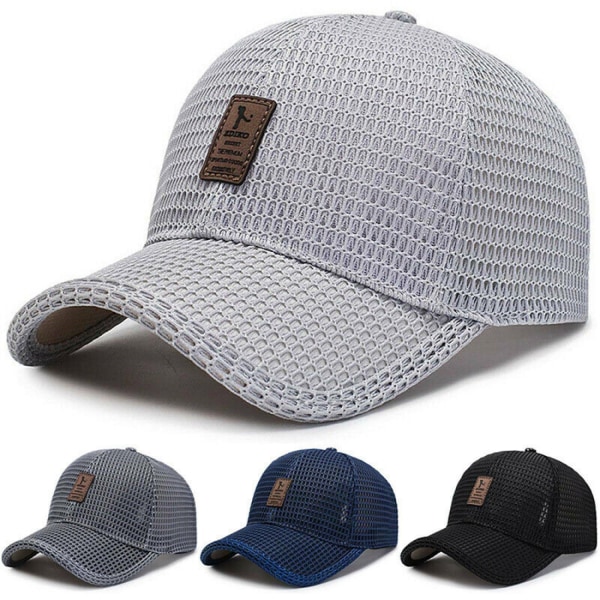 Mesh Baseball Cap Herrer Damer Basecap Sport Golf Mütze Sommerhatt Mütz light grey