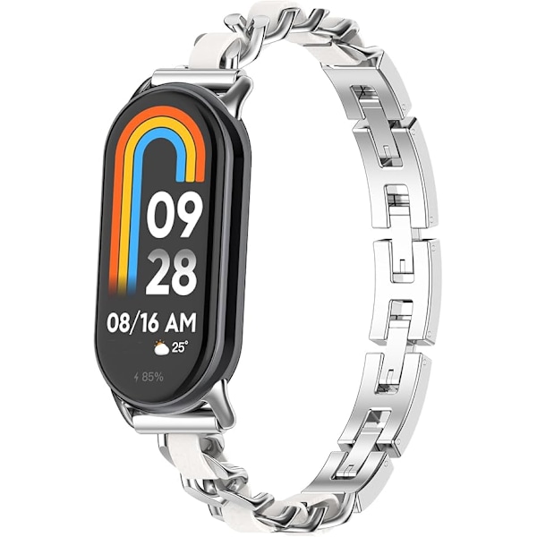Kompatibel med Xiaomi Mi Smart Band 8 Armbånd Metall Justerbart Vevd Armbånd Smartklokke Armbåndstilbehør for Kvinner Menn Erstatningsrem
