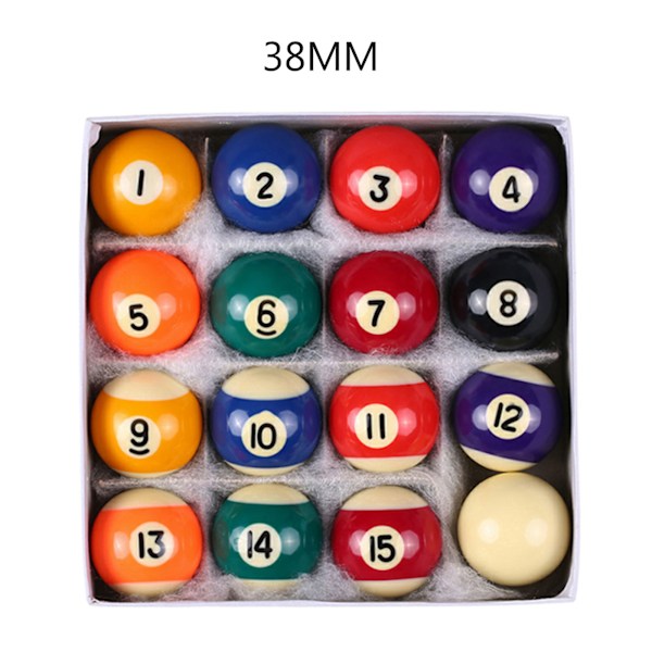 16 st/paket Mini Poolboll Polyester Harts 25MM/32MM/38MM Barn Biljardbord Bollar Set Kid Pool Ball Komplett Set 0.91 38mm