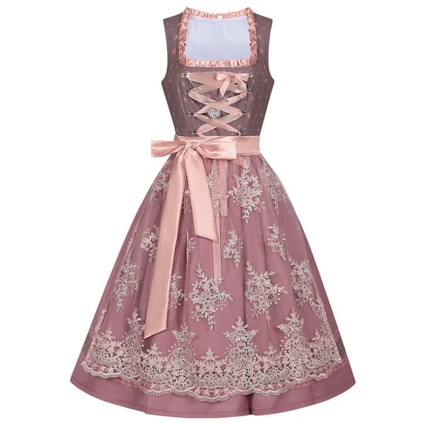 Dirndl-kjole for kvinner, bayersk kostyme med forkle, S-XXL Pink XXL
