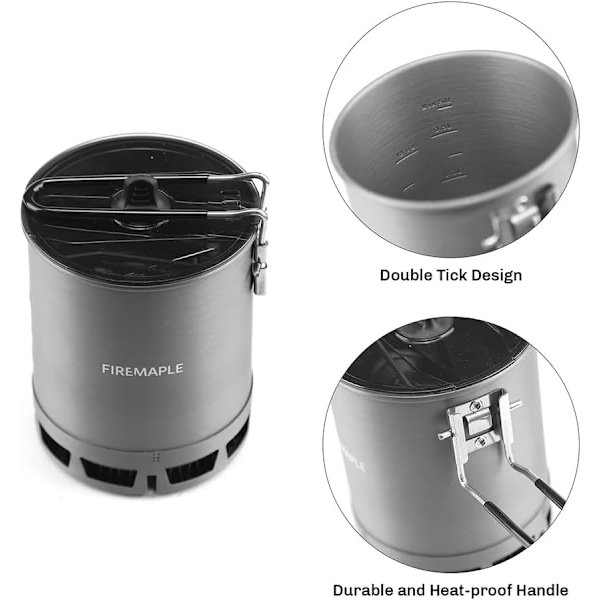 600ml G3 Ultralight Camping Pot, Lightweight Outdoor High Efficiency Folding Heat Exchanger Pot, Portable for Hiking Travel
