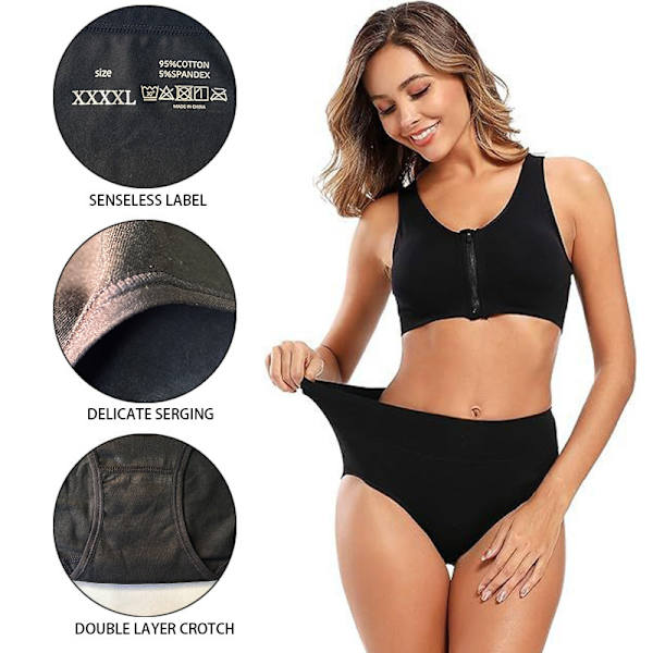 Højtaljede Trusser (5-pak) Sort Black XL