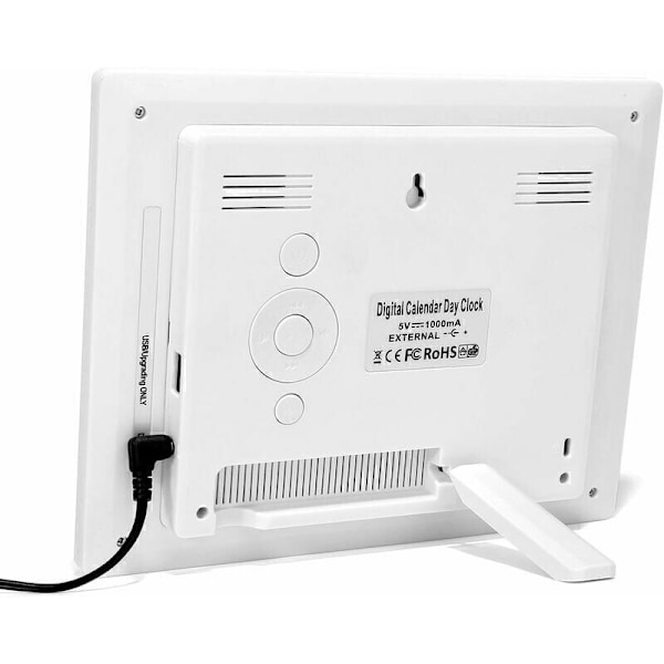 8\" LCD Digital Klokke med Kalender med Dato, Dag og Tid | Alzheimer-klokke for Seniorer, Den er for Foreldre (Hvit)