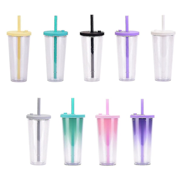 Ny Boba Cup Bubble Tea Cup 700ml Smoothiekopp med bred mun med lokk Sugerør med hvit rengjøringsbørste Rask levering Nyhet