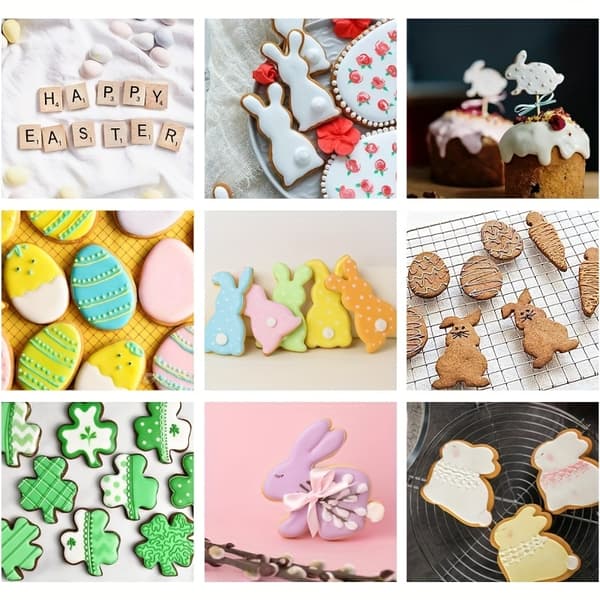 Nytt 5-delt multifunksjonelt kake-/leireformsett i rustfritt stål | Former inkluderer kanin, kylling, gulrot og egg; egnet for baking. Cookie Tools 5pcs