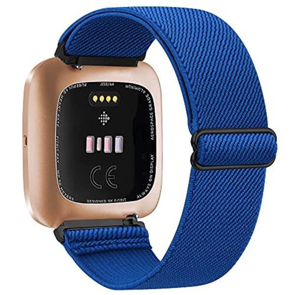 Joustava kudottu silmukkahihna Fitbit Versa 3 2 Versa Lite -rannekkeelle Säädettävä nailon urheilukellohihna Fitbit Sense -rannekkeelle Sininen Sininen Blue For Versa a little