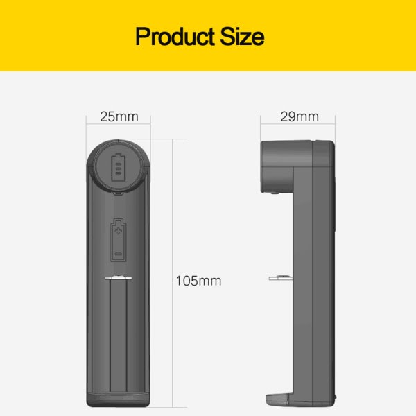 USB-port Li-ion batterilader til 21700/20700/26650/18650/18490 3,7V batteri