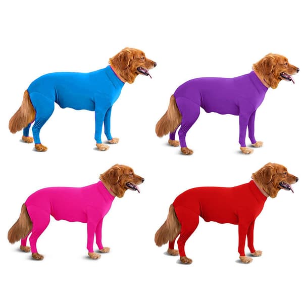 Heldekkende hund firebent høst- og vinterhund firebente klær, kjæledyrklær, elastisk base layer for katt, rød 68cm
