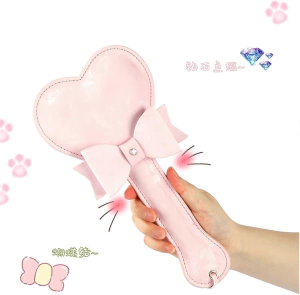Læder Spanking Paddle med Mode Sløjfe og Skinnende Diamant Satin til Par Rollespil Sort