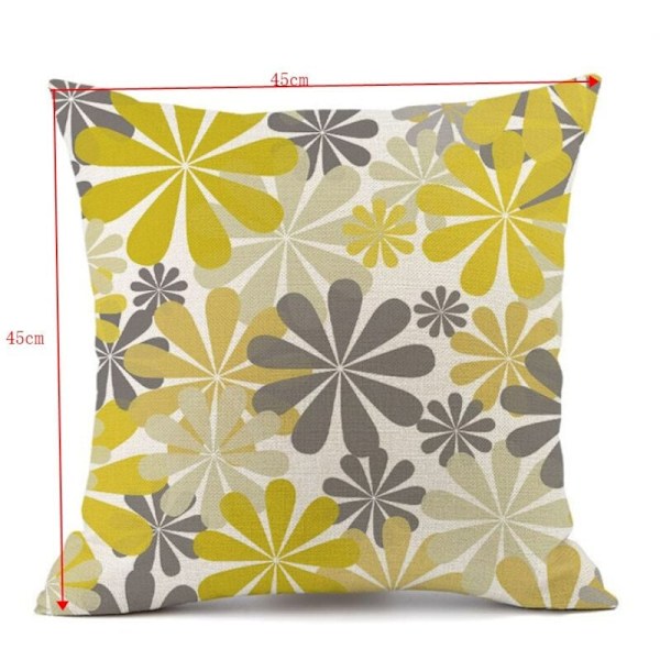 Set med 4 putetrekk, blomsterputetrekk for sofa hjem stue R