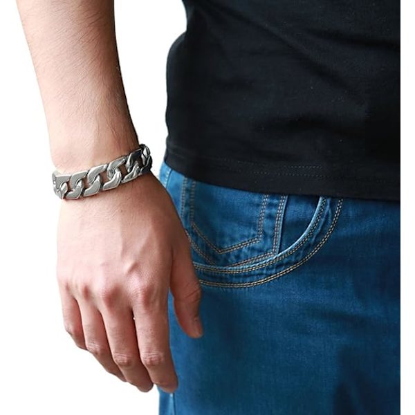1 st armband för män i curb-kedjestil - rostfritt stål -
