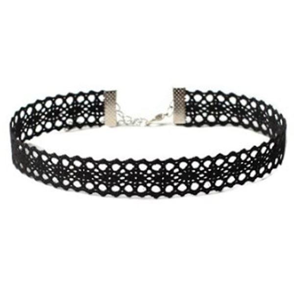 Choker-sæt, 6 stk. choker-halskæder sort fløjl choker-sæt klassiske gotiske tatoveringsblonde-choker