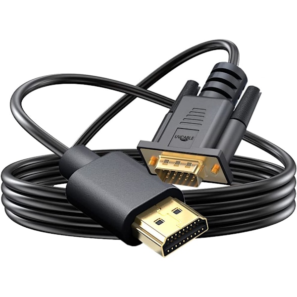 HDMI till VGA Kabeladapter, Guldpläterad, Hane till Hankabel för Dator, Stationär (EJ Dubbelriktad) - 1.83M