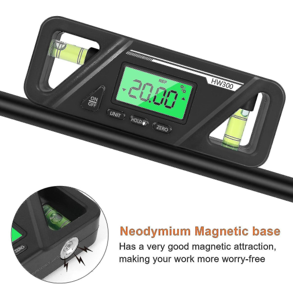 Digital Billet Torpedo Nivå Protractor Abs 90 Graders Nivå Protractor Finder Bakgrundsbelyst Vinkelmätare Med Lcd-display Lutningsmätare