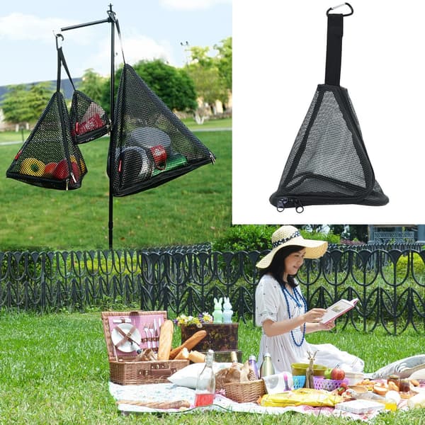 1 Sort Udendørs Picnic Trekant Solnet Foldbar Opbevaring