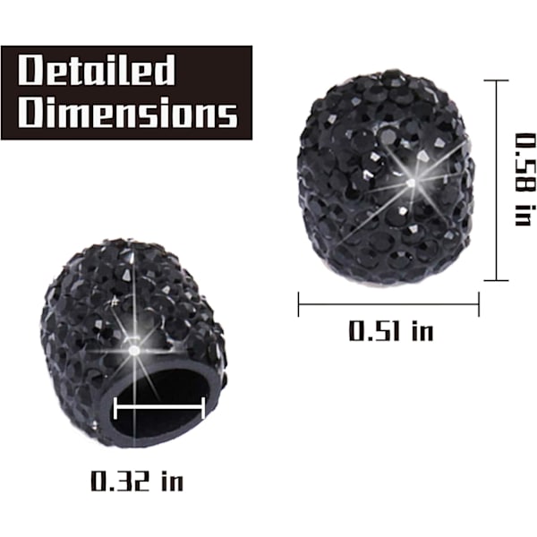 4-pack Handgjorda Kristall Rhinestone Däckventillock, Hjulventil, Attraktva Dammsäkra Bling Tillbehör, U