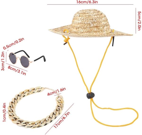 Pet Halmhat Sommer Solhat Hund Hat Klassisk Retro Rund Kat