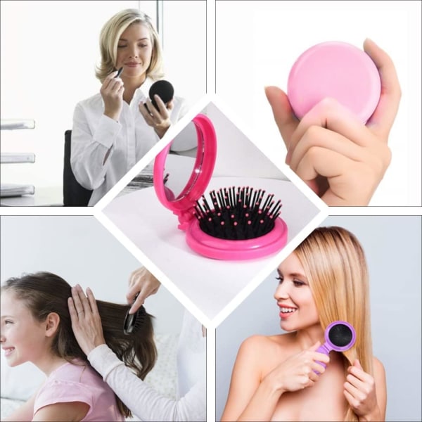 4 stycken (rosa + rosaröd + ljusblå + svart) Vikbar Resespegel Hår