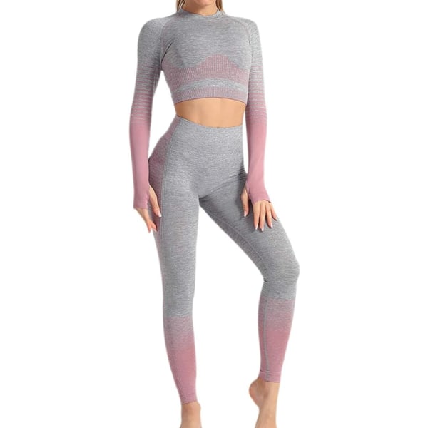 Dam Seamless Gym Set 2-delat Spårkläder Lång Kortärmad