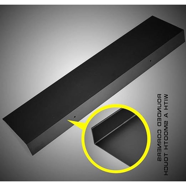1 x 60cm Sort Rektangulær Badeværelseshylde Metal Væghængt