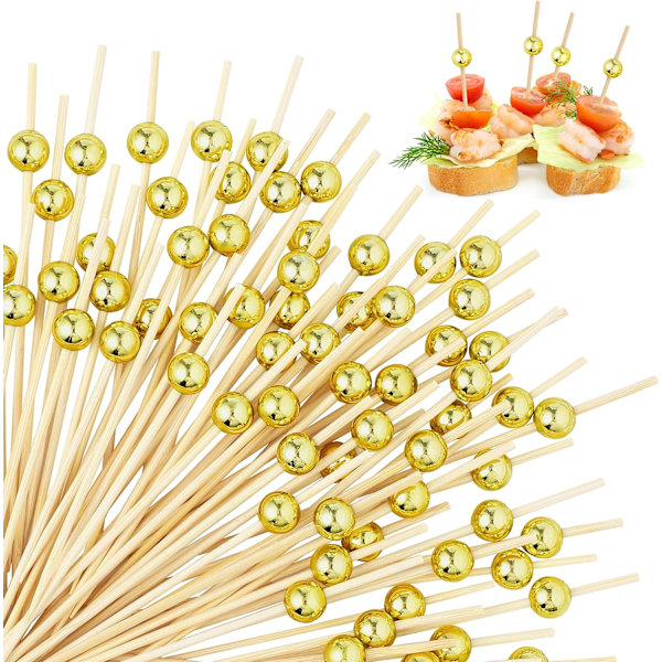 100 Gyllene Cocktailtandpetare Aperitifpärla Bambuscocktail