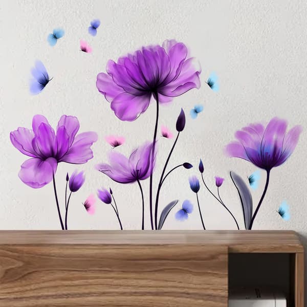 Väggdekaler Flickblomma Väggdekal Trädgård Blomma Tulpan Vägg