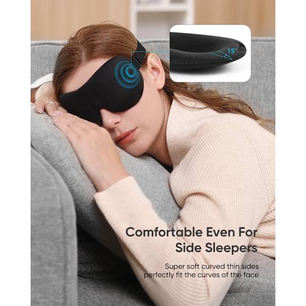 Unimaskit sivumakuulle, 3 kpl, 100% valonpitävät 3D-silmänaamiot nukkumiseen, yösokeusnaamio miehille ja naisille